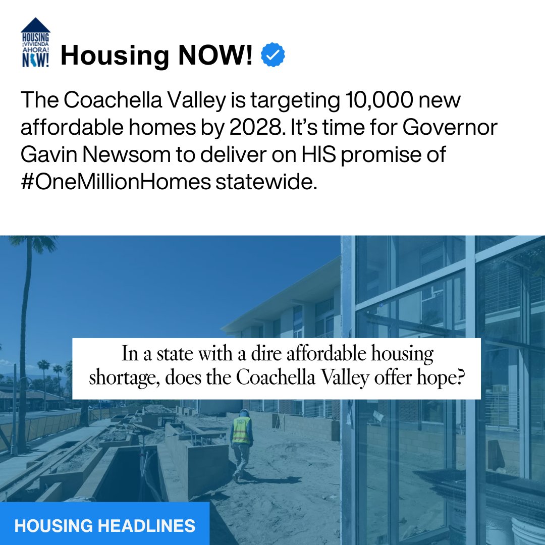 Housing NOW! (@housingnowca) on Twitter photo The Coachella Valley is targeting 10,000 new affordable homes by 2028. It’s time for <a href="/CAgovernor/">Governor Gavin Newsom</a> <a href="/GavinNewsom/">Gavin Newsom</a> to deliver on HIS promise of #OneMillionHomes statewide. <a href="/latimes/">Los Angeles Times</a>
latimes.com/california/sto… The Coachella Valley is targeting 10,000 new affordable homes by 2028. It’s time for <a href="/CAgovernor/">Governor Gavin Newsom</a> <a href="/GavinNewsom/">Gavin Newsom</a> to deliver on HIS promise of #OneMillionHomes statewide. <a href="/latimes/">Los Angeles Times</a>
latimes.com/california/sto…