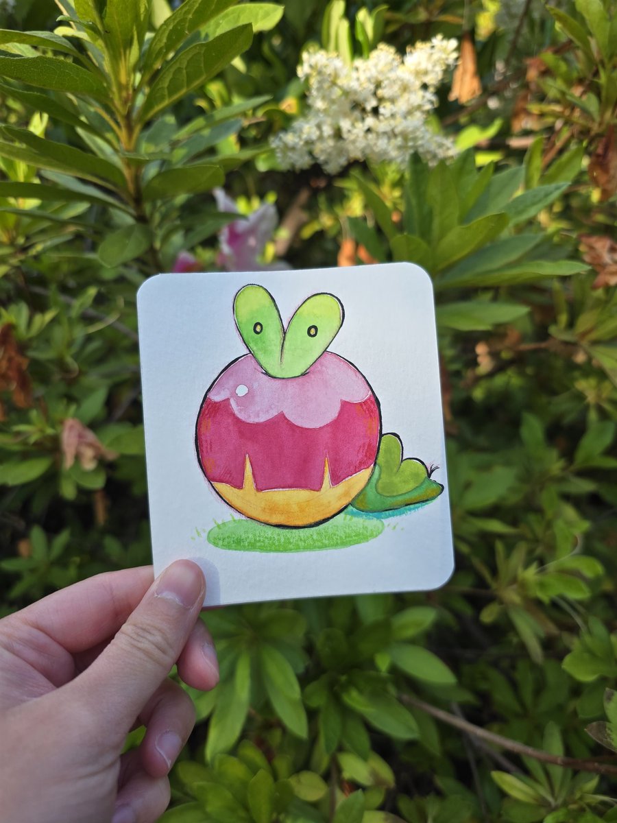 _monegg's tweet photo. 🍏 applelin 🍎

3 out of 6 thank you cards for my students 🌱 the last of the apple pokemon doodles https://t.co/U0efV7CfTI