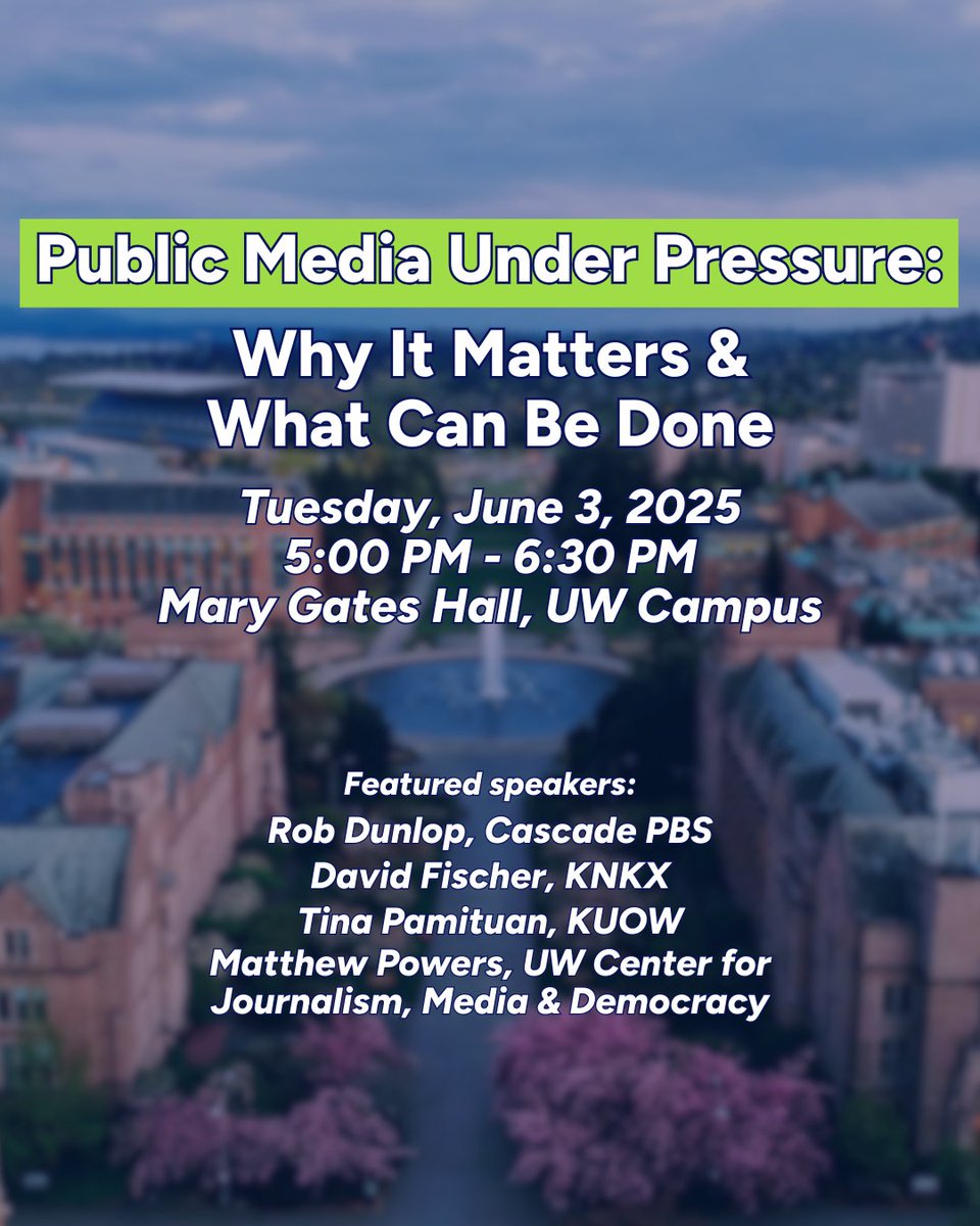 Cascade PBS Newsroom (@cascadepbsnews) on Twitter photo Cascade PBS CEO Rob Dunlop will be participating in a FREE UW's Dept. of Communication event alongside public media leaders to discuss challenges — including federal funding cuts — and pathways forward for sustaining public service journalism. RSVP here: tinyurl.com/e264cxu3 Cascade PBS CEO Rob Dunlop will be participating in a FREE UW's Dept. of Communication event alongside public media leaders to discuss challenges — including federal funding cuts — and pathways forward for sustaining public service journalism. RSVP here: tinyurl.com/e264cxu3