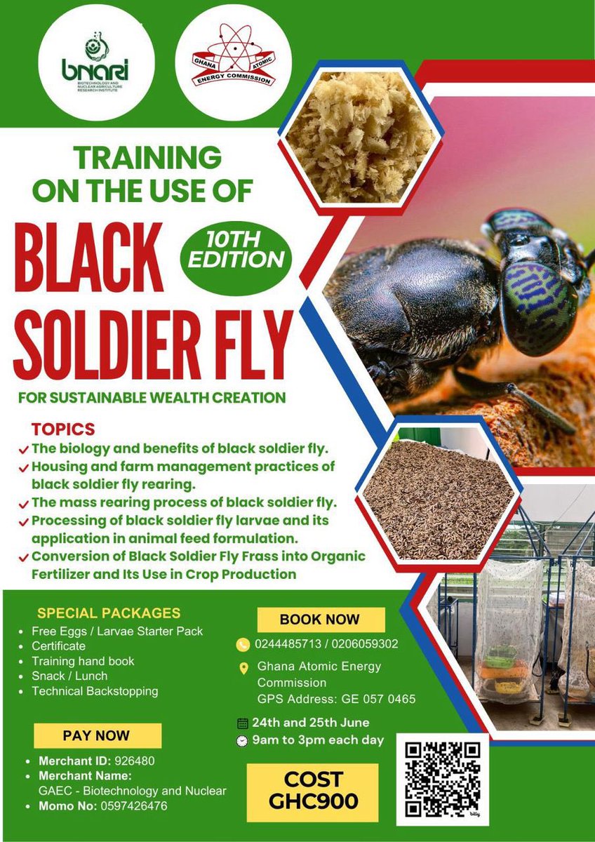 selormofori's tweet photo. Do you know that
1. Black Soldier Fly (BSF) larval protein is a sustainable alternative to traditional animal feed ingredients like fishmeal and soybean meal
2. BSF larvae typically contain 40–60% crude protein on a dry matter basis and up to 65% in defated dry BSF, depending on https://t.co/u1ZiaZrdRj
