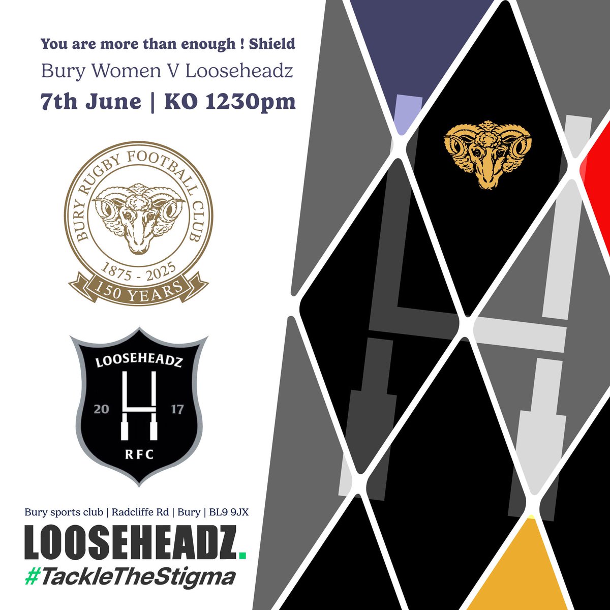 Just went you thought that was it for rugby until the season starts then your in for a hell of a treat. 

Fixtures 
Keep the 7th of June free in your diary 
Bury women v <a href="/LooseHeadz/">LooseHeadz</a> | 12:30
Bury Men v <a href="/LooseHeadz/">LooseHeadz</a> | 15:00