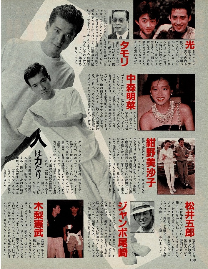 田原俊彦 1988年言いたい放題 トシちゃんから見た色々な方々へのコメント😊