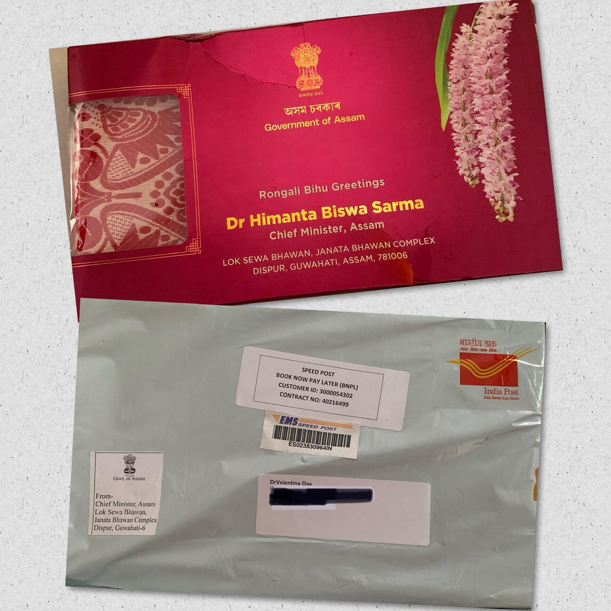 DasVelentina's tweet photo. Still in the spirit of Rongali Bihu, as I humbly received the revered Gamusa, a symbol of Assamese pride from the Honourable Chief Minister of Assam,Dr. Himanta Biswa Sarma Sir.The essence of Assam lives in such gestures timeless, heartfelt, and richly adorned with heritage. https://t.co/xRhjPJ5pTp