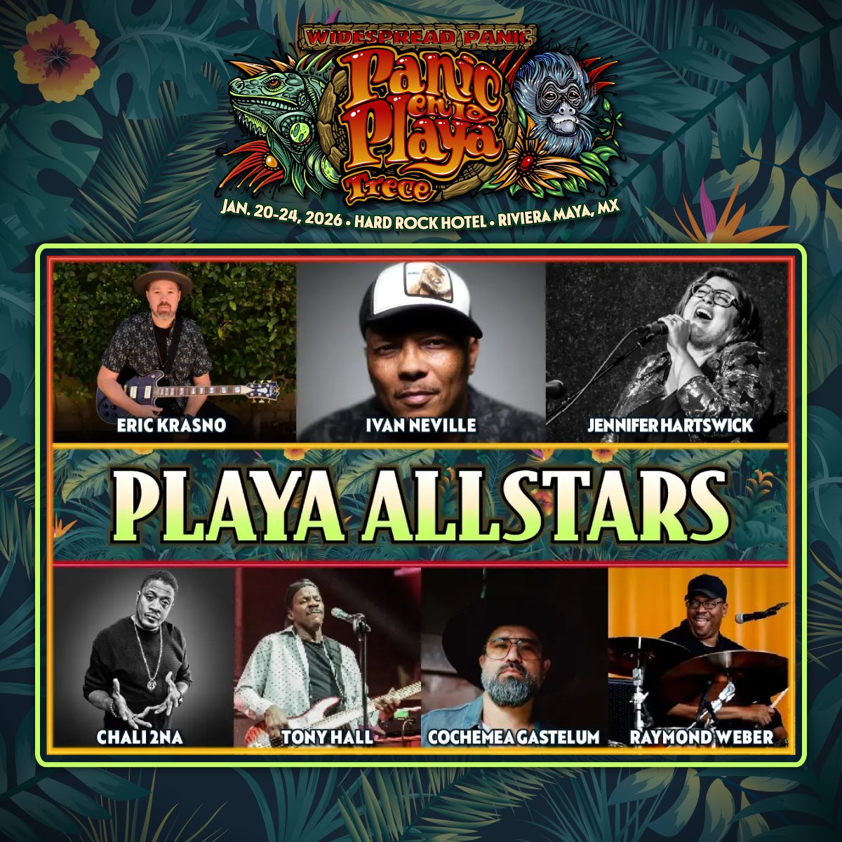 dumpstaphunk's tweet photo. Get down with Ivan, Tony and the rest of the “Playa Allstars” at @panicenlaplaya festival Jan. 20-24 in Maya Riviera, Mexico ☀️🏝️🎸 Tickets are on sale now!
#panicenlaplaya #Ivanneville #tonyhall #mexico #widespreadpanic #putitinthadumpsta
🎟️ https://t.co/L4m6kZR7ED https://t.co/f6Y8kNoPJH