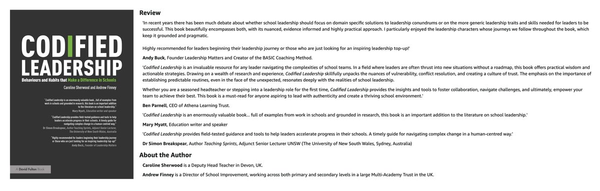 Andy__Buck's tweet image. Delighted to have had the opportunity to read this excellent book pre-publication.
.
Order yours here:
amazon.co.uk/Codified-Leade…
