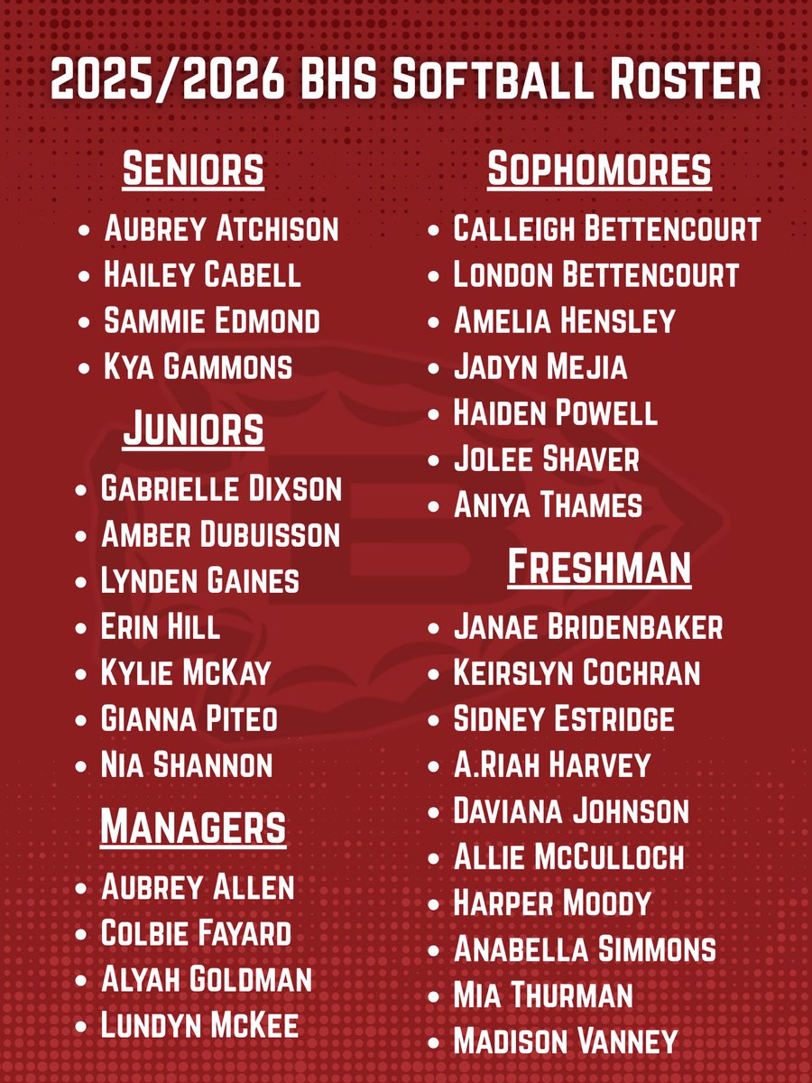 Congratulations to the 2025/2026 Biloxi High School Softball Team ♥️🥎

#BlxIndianNation | #OneTribe | #P413