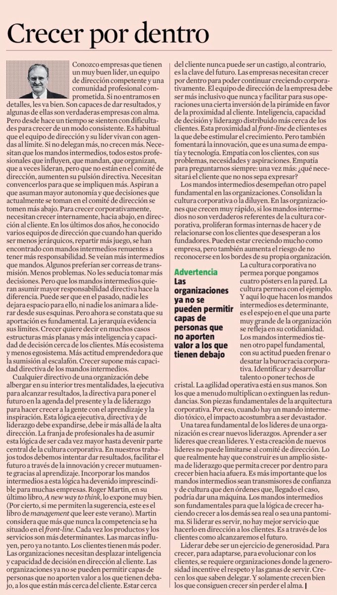 dialogosdeliderazgo (@dialogoslideres) on Twitter photo 🔴“Liderar debe ser un ejercicio de generosidad”
🔴“La cultura (corporativa) permea con el ejemplo. Y aquà lo que hacen los mandos intermedios es determinante”
🌟Crecer por dentro, por <a href="/XavierMarcet/">Xavier Marcet</a> 🔴“Liderar debe ser un ejercicio de generosidad”
🔴“La cultura (corporativa) permea con el ejemplo. Y aquà lo que hacen los mandos intermedios es determinante”
🌟Crecer por dentro, por <a href="/XavierMarcet/">Xavier Marcet</a>