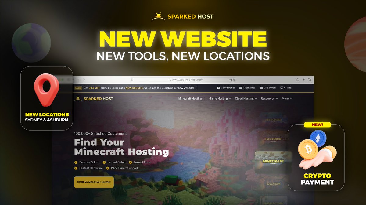 🚀 Big news from Sparked Host!

We’ve rebuilt everything:
✨ New website
💸 Now accepting crypto
🎮 Game Vault = seamless game switching
🧩 Server Splitter for Minecraft
🌏 New datacenter in Sydney

Check out the full breakdown 👉 blog.sparkedhost.com