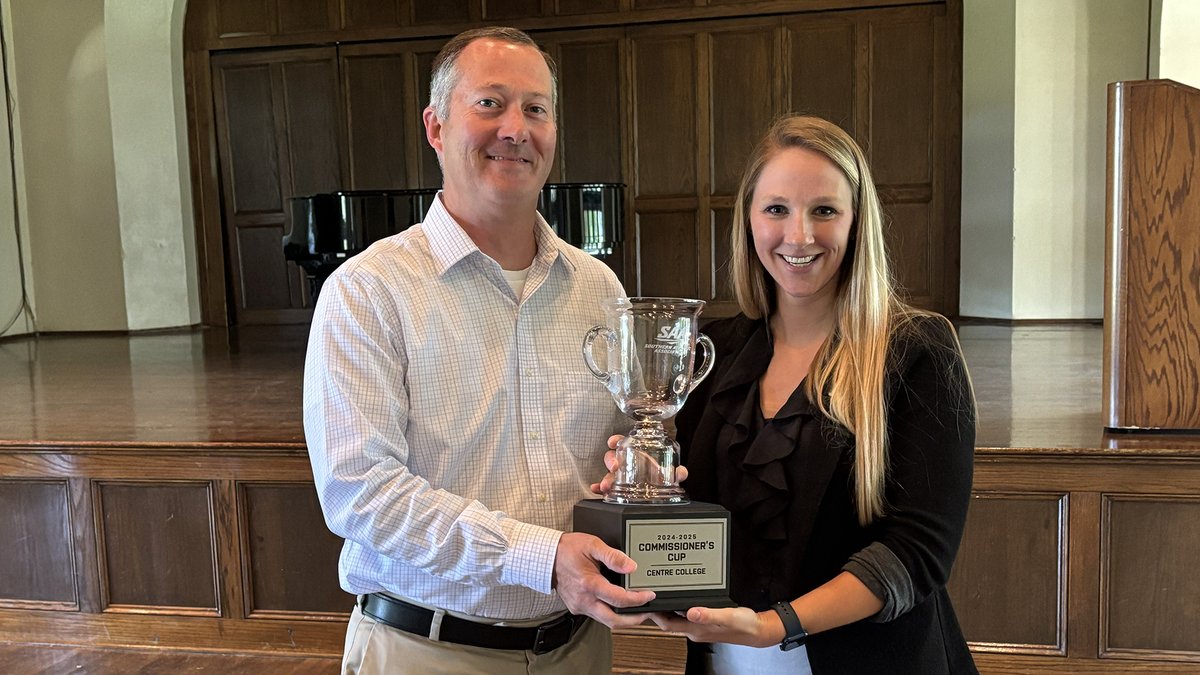 For the second-straight season, Centre has captured the Southern Athletic Association Commissioner’s Cup all-sports trophy. 

Final Standings
Centre (124)
Berry (119.5)
Rhodes (116)
Sewanee (99.5)
Oglethorpe (79)
Millsaps (56.5)
Hendrix (52.5)

🔗 ow.ly/Qr2u50VWIGq