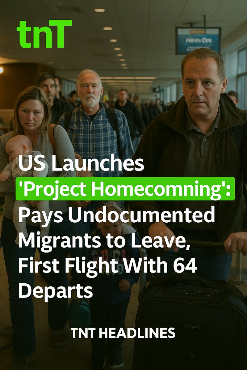 tnt_headlines's tweet photo. US Launches ‘Project Homecoming’: Pays Undocumented Migrants to Leave, First Flight With 64 Departs

#ProjectHomecoming
#USImmigration
#MigrantCrisis
#DeportationPolicy
#BreakingNews
#UndocumentedMigrants
#ImmigrationUpdate https://t.co/ZvxS17Nf35