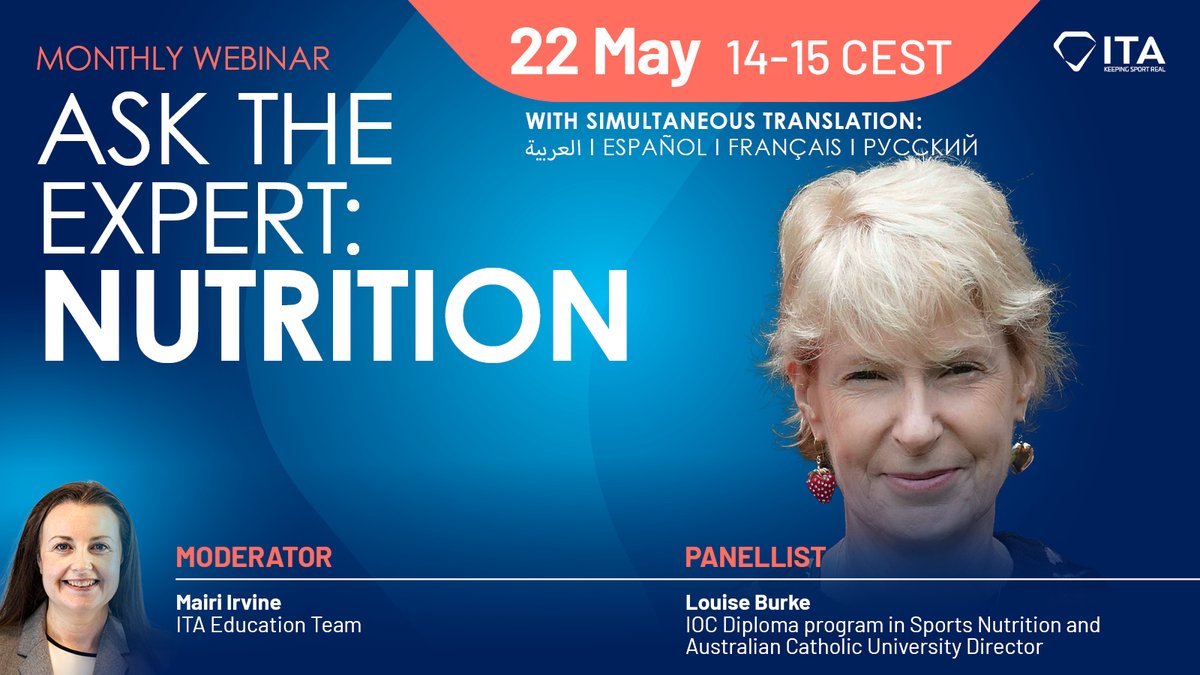 IBSF (@ibsfsliding) on Twitter photo In May, the monthly webinar of the <a href="/IntTestAgency/">International Testing Agency</a> focuses on Ask the Expert: Nutrition. This session will provide an overview of the topic, along with practical insights and expert answers questions.
Learn more: ibsf.org/en/news/detail…
#IBSF In May, the monthly webinar of the <a href="/IntTestAgency/">International Testing Agency</a> focuses on Ask the Expert: Nutrition. This session will provide an overview of the topic, along with practical insights and expert answers questions.
Learn more: ibsf.org/en/news/detail…
#IBSF