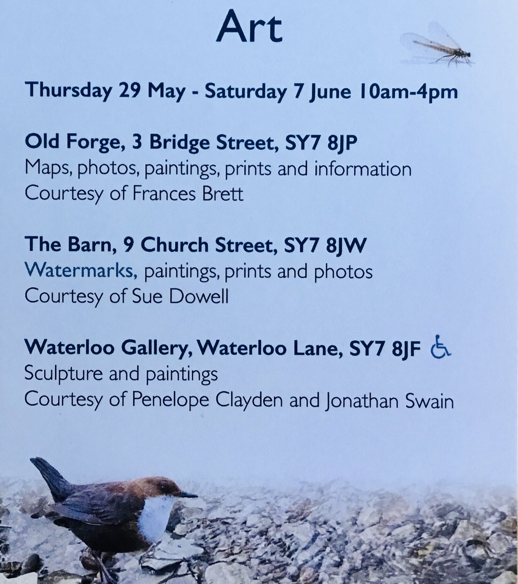 River Clun Festival!!🥳🥳🥳24th May - 8th June but note the 'Art' is 29th May - 7th June. #paintings #maps #prints #photos <a href="/ShropsWildlife/">Shropshire Wildlife Trust</a> <a href="/sosbirding/">ShropshireBirdingNews</a> <a href="/HerefordshireWT/">Herefordshire Wildlife Trust</a> #clunvalleymusic  🎼 🎶 🎵 🖼️ 🦅