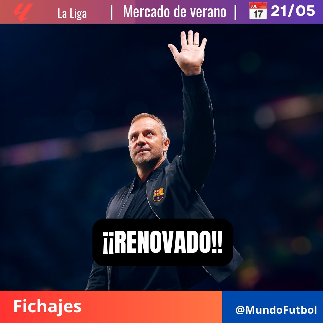 MundoFutbo25's tweet photo. ¡¡Oficial!!
Hansi Flick seguirá al mando del FC Barcelona hasta 2027 🔴🔵

Los buenos resultados de esta temporada respaldan al alemán y la directiva apostó por seguir con el proyecto 🔥

#HansiFlick #FCBarcelona #Barca #MundoFutbol https://t.co/dQeXashj8z