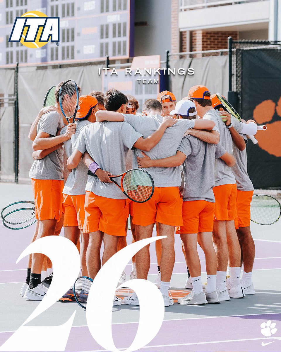ClemsonMTennis's tweet image. Ending the 2025 season at #26 in the final ITA Rankings! 👏