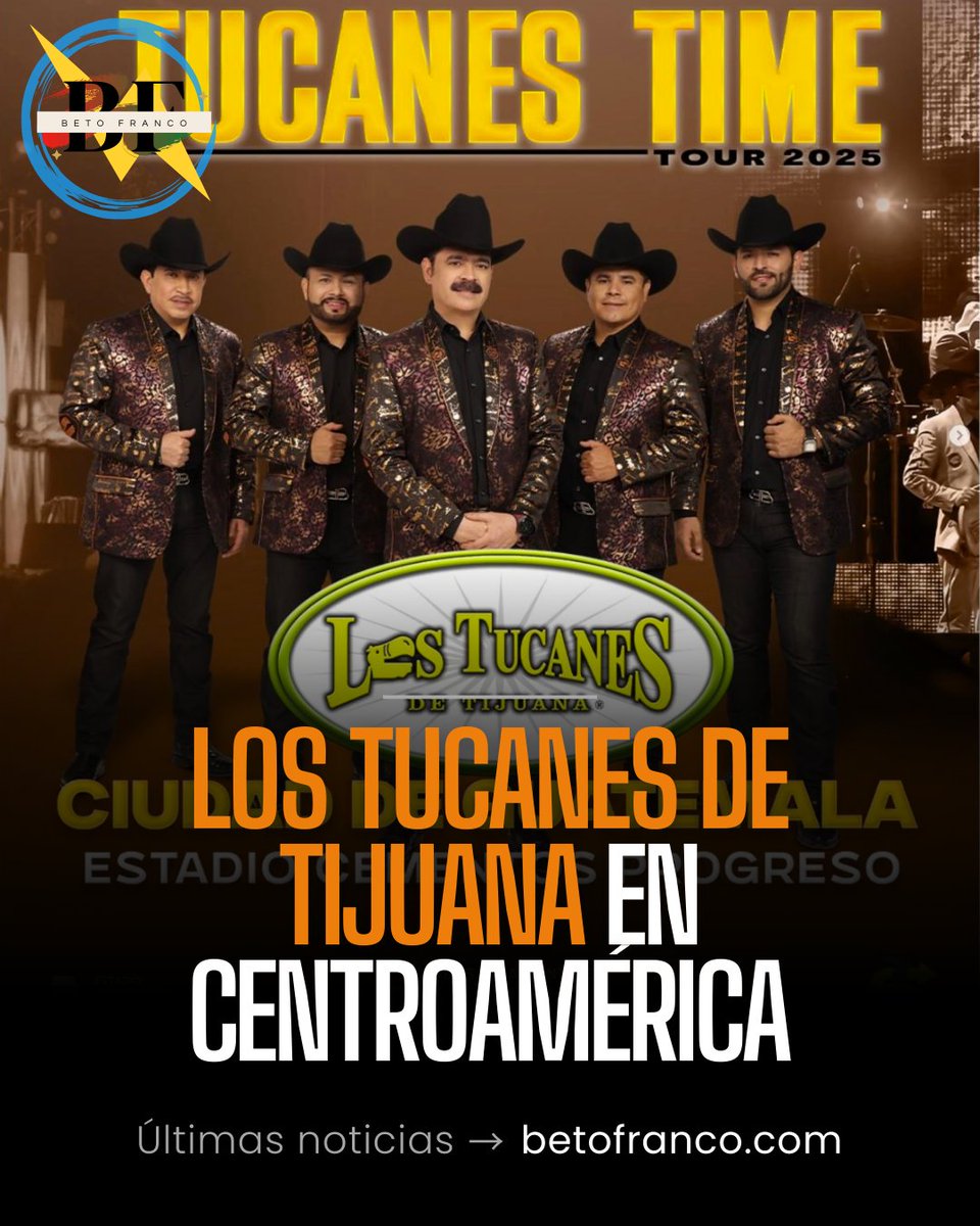 Los Tucanes de Tijuana próximamente en Centroamérica 

"Los Papás de Los Pollitos" se preparan para llevar su tour "Tucanes Time 2025" a Guatemala y Honduras para cantar todos sus éxitos y seguir celebrando su 38 Aniversario.