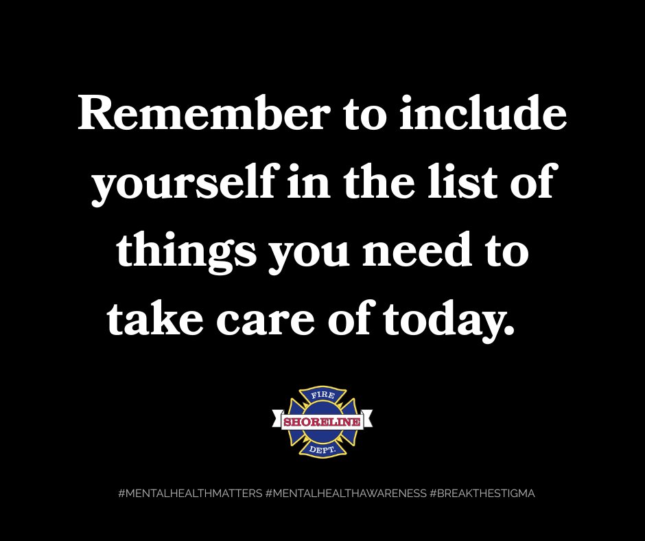 You check on your family. You show up for your friends. You take care of your community. Don’t forget to take care of you, too. Take a moment today. You’re worth it! 

#MentalHealthMatters #MentalHealthAwareness #ShorelineFire #WeCare