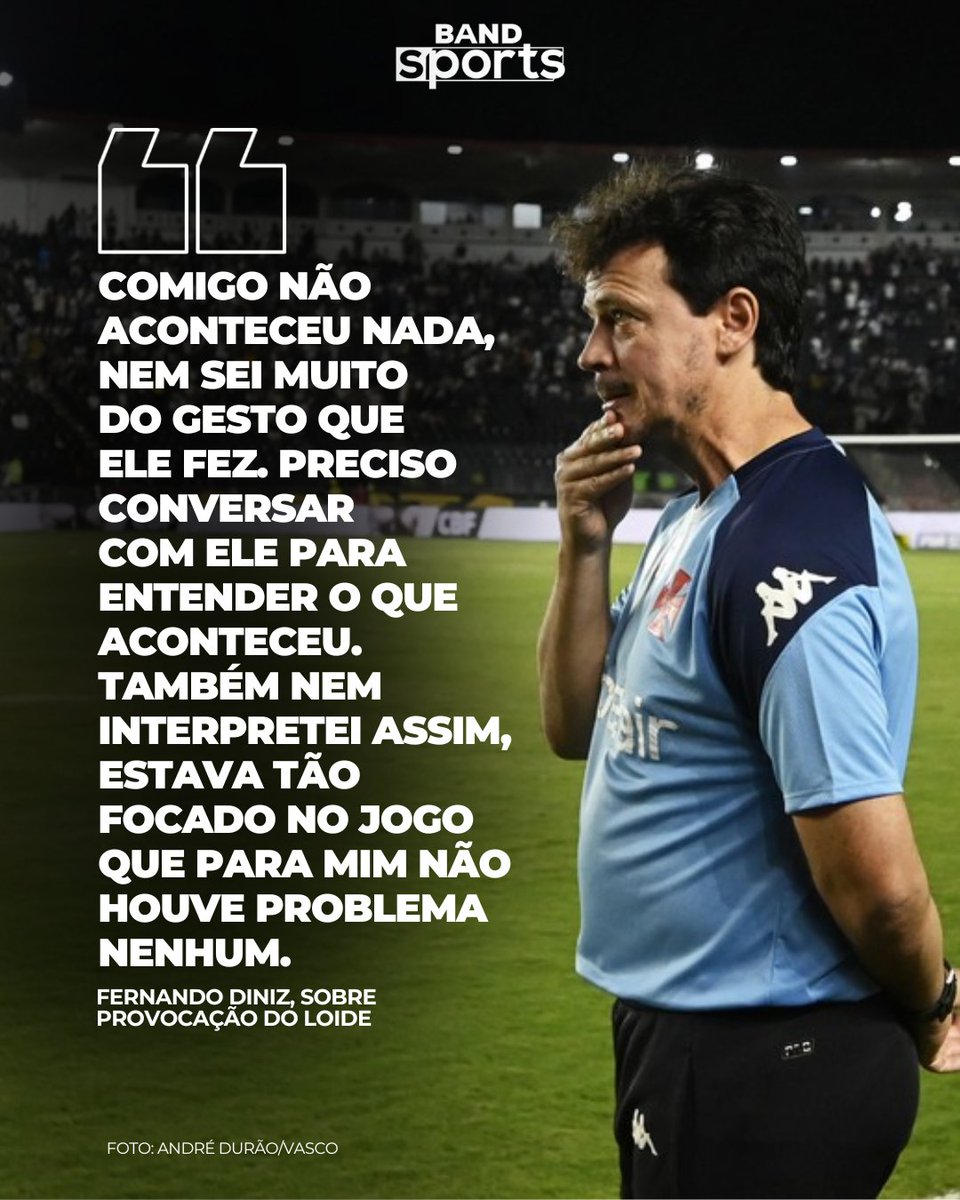 bandsports's tweet photo. TUDO CERTO NA COLINA 💢😅 Fernando Diniz disse que não interpretou o gesto de Loide Augusto como uma provocação, mas disse que irá conversar com o atleta para entender o que aconteceu.

#BandSports #FernandoDiniz #Vasco #Loide https://t.co/md5dct8EFs