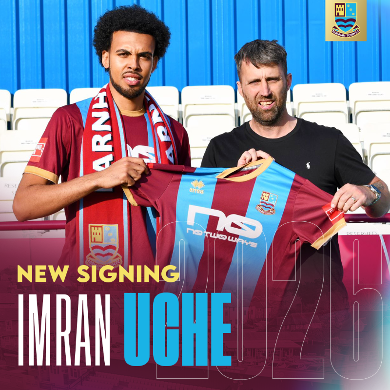 FarnhamTownFC's tweet photo. ✍️ 𝗪𝗘𝗟𝗖𝗢𝗠𝗘 𝗨𝗖𝗛𝗘

We're delighted to announce the arrival of midfielder Imran Uche from @AveleyFC!

At 6'5, @Imran_uche is a tall, physical presence in the middle of the park and arrives with great experience higher up the levels!

Read more ⤵️