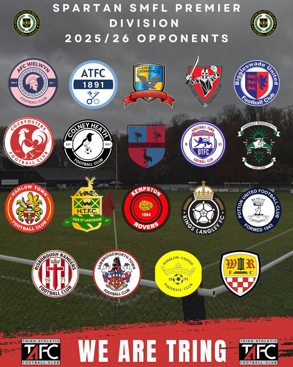 2025/26 Opponents Confirmed! ⚽️

2️⃣0️⃣ clubs make up the 2025/26  Spartan SMFL Premier Division league including 6️⃣ new teams!

#TAFC 🔴⚫️