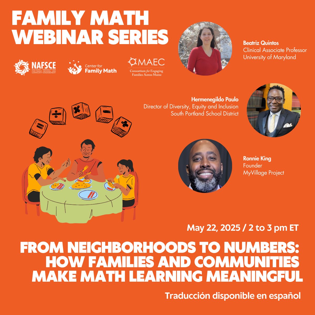 EriksonInst's tweet image. How can we co-design math WITH families—not just for them?  Find out at the free webinar, hosted by our partners at @CenterforFM, From Neighborhoods to Numbers: How families and communities make math learning meaningful, May 22, 1pm CT. bit.ly/4iS4m7S  

#earlymath #emc