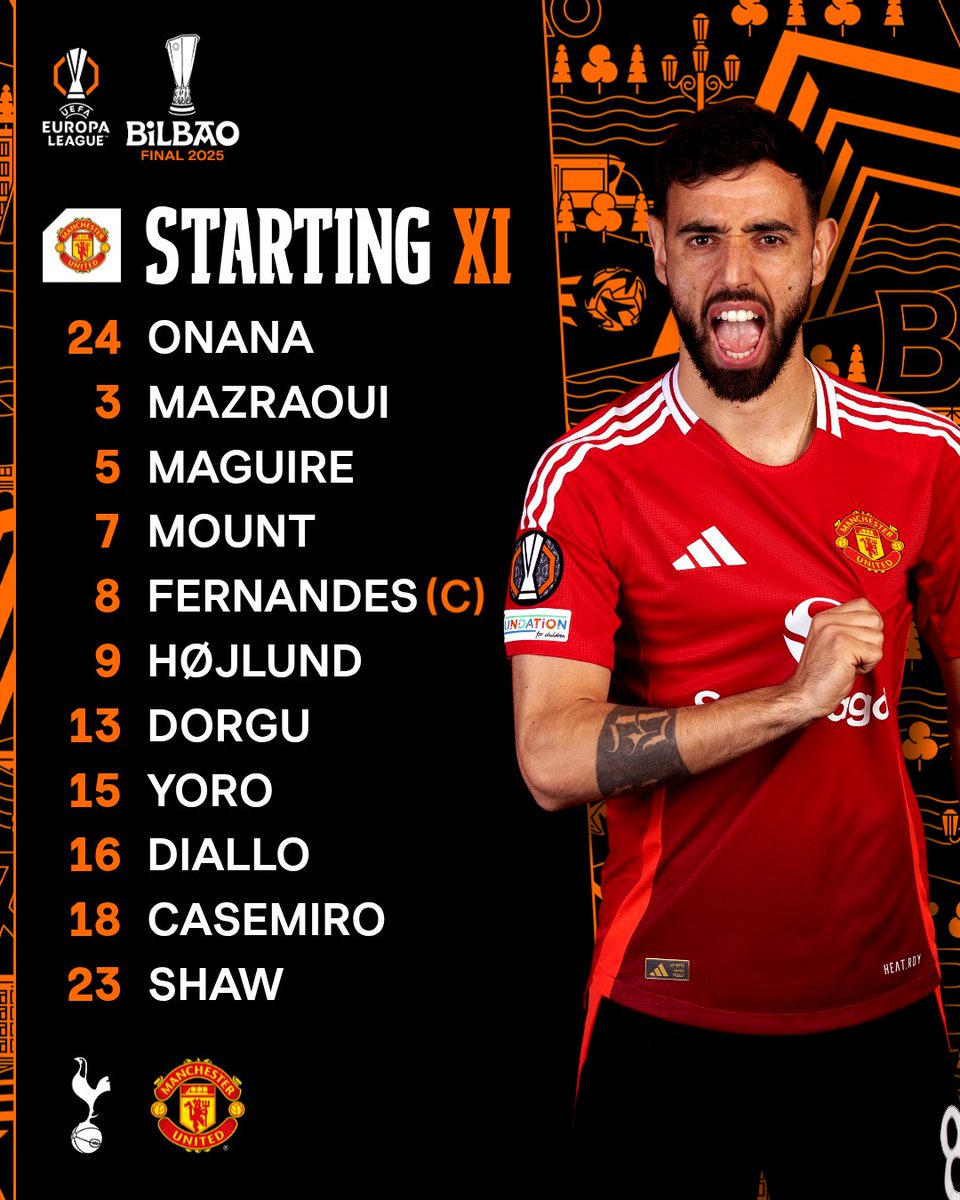EuropaLeague's tweet photo. 📋 How Man Utd line up for the #UELfinal https://t.co/fMXRFBOUMD