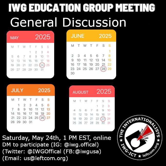 IWGofficial's tweet image. Upcoming education group meeting on Saturday, May 24. Reach out to participate.