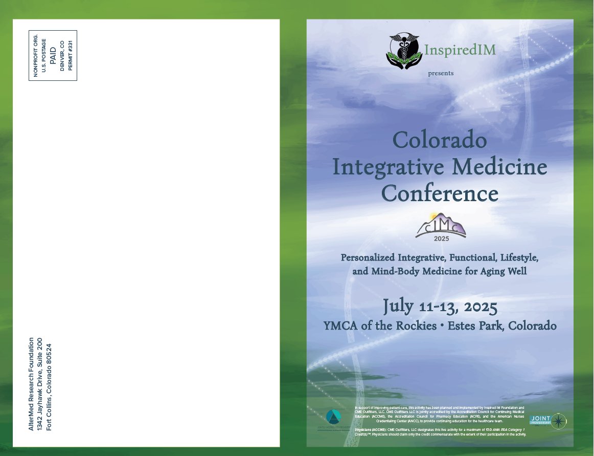 InspiredIMF's tweet image. 📢 Big news! The official cIMc 2025 Brochure is out and tickets are selling fast! Don't miss your chance to be part of it.
Ready to learn more and secure your spot? Visit the link in our bio!
#CME #MedicalConference #cIMc2025 #EstesPark #IntegrativeMedicine #LifestyleMedicine