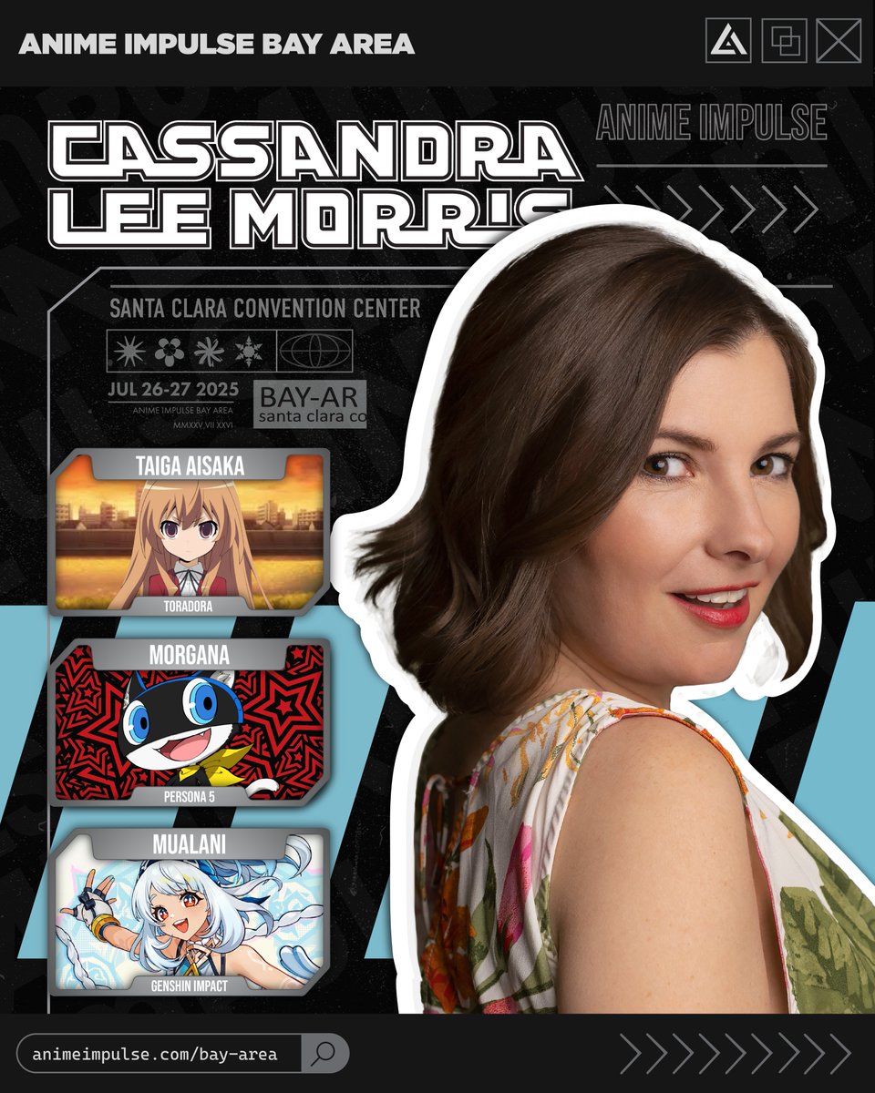 ANIME Impulse™ | アニメ インパルス (@animeimpulse) on Twitter photo ♥ GUEST ANNOUNCEMENT 🌊
Surf’s up, Phantom Thieves! Chasing waves and taking your hearts, <a href="/SoCassandra/">Cassandra Lee Morris</a> is joining us at #ANIMEImpulseBA2025! 🌊🦈💎
Get your tickets now or face the wrath of the Palmtop Tiger! 🐯💥
🔗: animeimpulse.com/tickets ♥ GUEST ANNOUNCEMENT 🌊
Surf’s up, Phantom Thieves! Chasing waves and taking your hearts, <a href="/SoCassandra/">Cassandra Lee Morris</a> is joining us at #ANIMEImpulseBA2025! 🌊🦈💎
Get your tickets now or face the wrath of the Palmtop Tiger! 🐯💥
🔗: animeimpulse.com/tickets