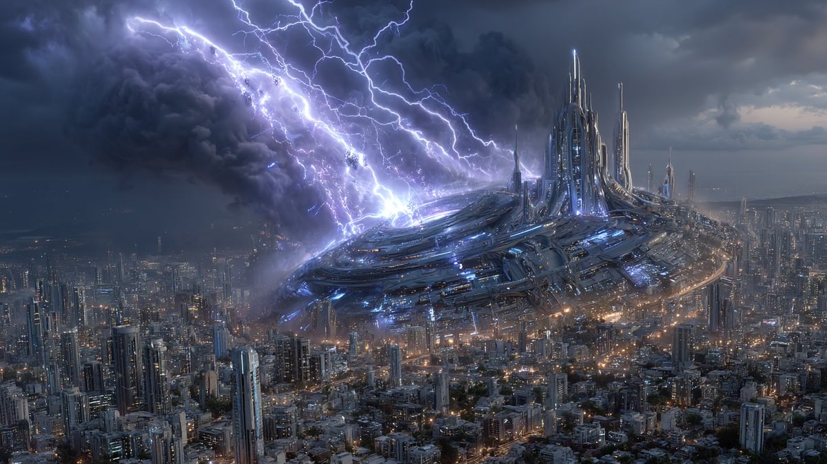 Synth_Cyborg's tweet photo. The sky broke first. Then the city followed.
#EMPStrike #Stormfall #CyberSiege #SciFiArt https://t.co/yAX0agAOf7