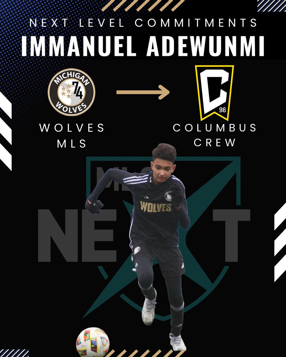 🎉 NEXT LEVEL COMMITMENT SPOTLIGHT 🎉
We’re proud to announce that Immanuel Adewunmi has committed to continue his soccer journey at the next level with Columbus Crew ! ⚽
From Michigan Wolves ➡️ Columbus Crew
#PathwayToPro #MLSNext #Wolvesway