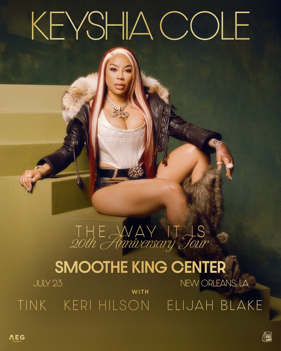 Keri Hilson and Elijah Blake are joining Keyshia Cole on her 20th Anniversary Tour of The Way It Is on July 23. Tickets are on sale now!

🎟️: bit.ly/42MFmsL
#SmoothieKingCenter | #KeyshiaCole