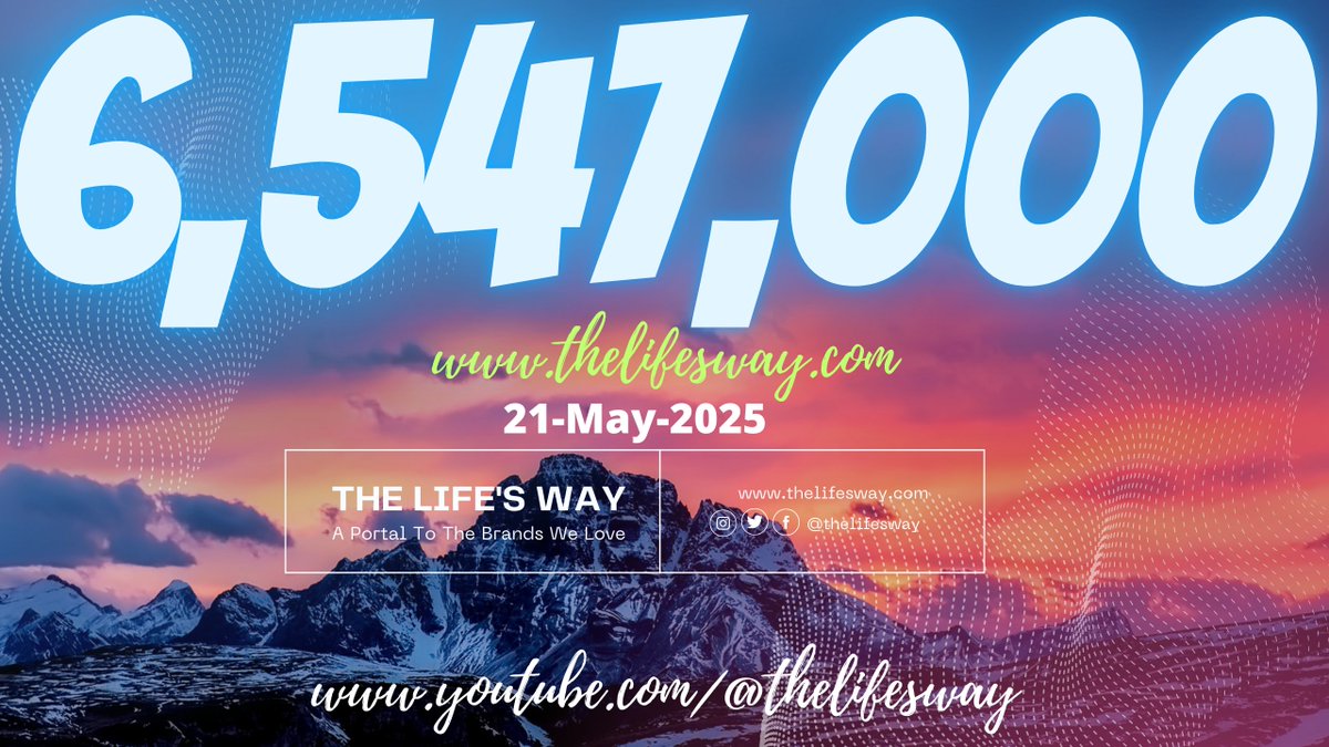 The Life's Way continues to get more and more pageviews! Thank You All! The same has crossed 6.547 million pageviews as on 21-May-2025. Check out thelifesway.com #TheLifesWay