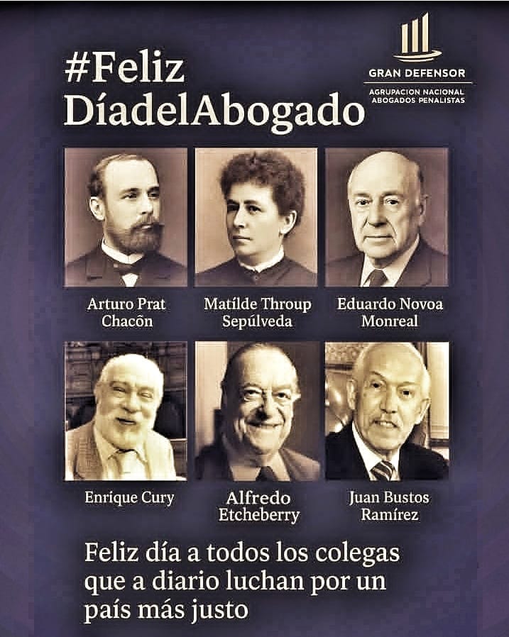 GranDefensorAG's tweet photo. Hoy se celebra el día del abogado en Chile. Desde nuestro gremio #GranDefensor felicitamos a nuestros colegas y los motivamos a seguir firmes en la lucha por la plena vigencia del Estado de Derecho, las libertades personales y la justicia
#DíadelAbogado #21deMayo #DerechoPenal https://t.co/Yr3Whcon9e