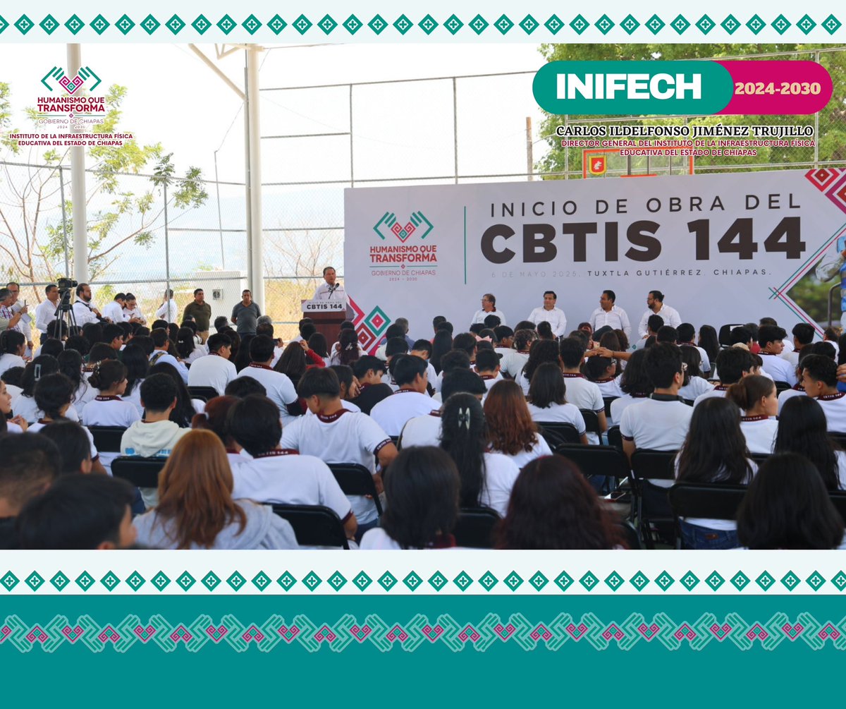 CarlosIldelfon1's tweet photo. Acomapañamos al gobernador del estado @ramirezlalo_ en el banderazo de arranque de obra del CBTIS No. 144, donde también tuvo la oportunidad de saludar a las y los estudiantes, reiterándoles su firme compromiso con la juventud chiapaneca. #HumanismoQueTransforma https://t.co/RkwI4OUy8Q