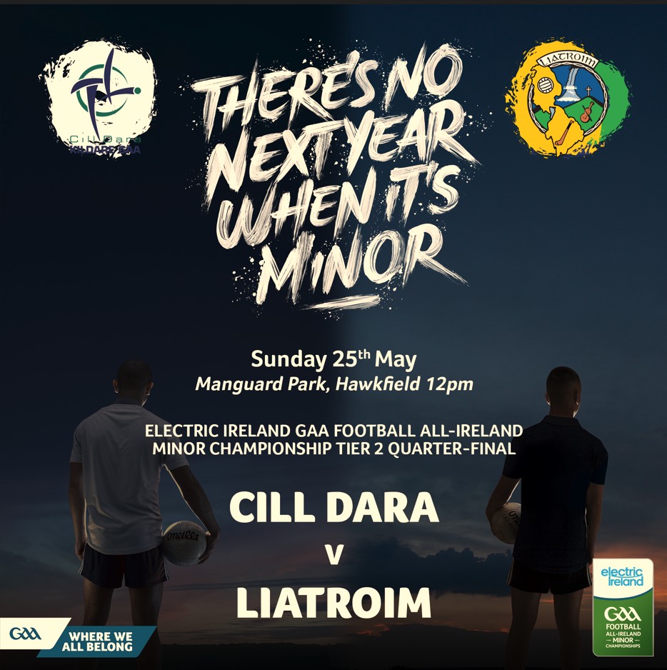 KildareGAA's tweet photo. This Sunday, our Minor Footballers will host Leitrim in the Quarter Final of the Electric Ireland Minor Football Paul McGirr Cup in Mangaurd Park, Hawkfield at 12pm.

All support is very welcome!

This is a free event and no tickets are required for entry.

@LeitrimGAA  @ElectricIreland  @bradyfamilyham  @ManguardPlus #kildare #gaa #wherewebelong