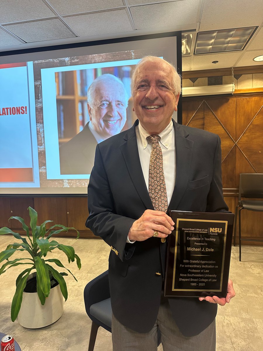 👏 Congratulations to Professor Michael J. Dale on being named Emeritus Professor after 40 years at NSU Law! A true leader in juvenile justice, litigation, international law, &amp; advocacy—thank you for your service and legacy. 💙

#NSULaw #PracticeReadyInnovators #EmeritusProfessor