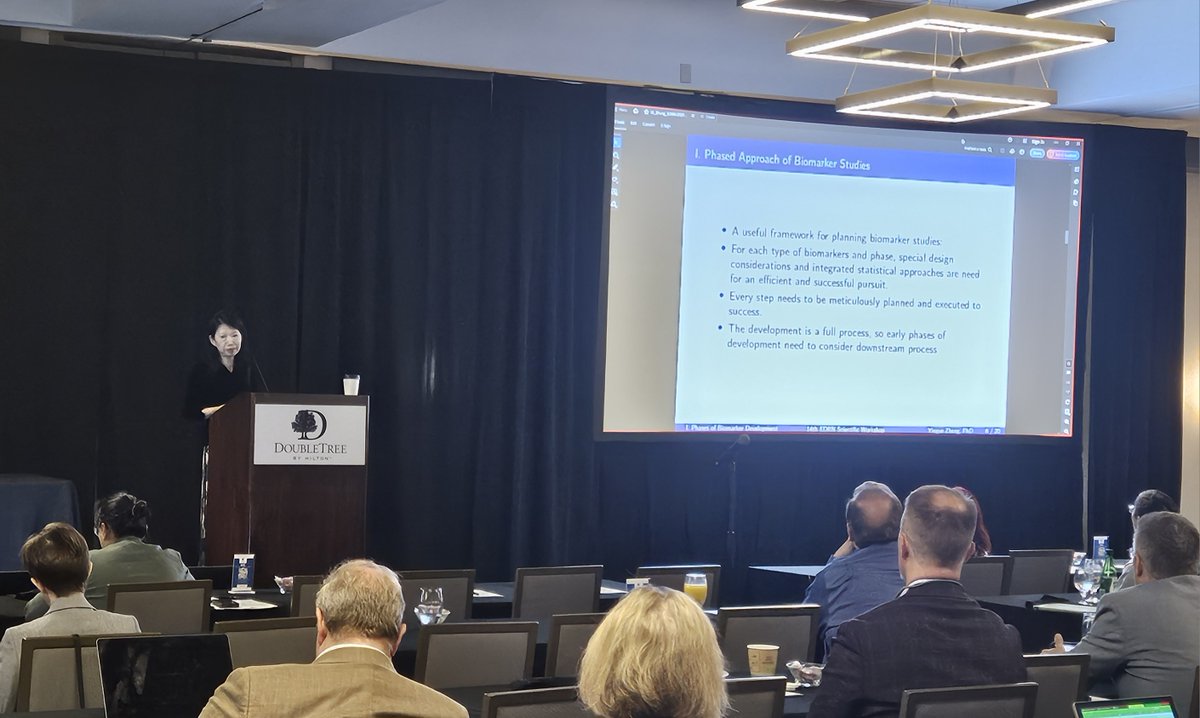 EDRNDMCC's tweet photo. Contact PI of the EDRN DMCC, Yingye Zheng, PhD, spoke on challenges &amp; barriers of biomarker discovery studies and 3 principles to strengthen biomarker development: 
I. Phased development for study planning 
II. PRoBE principle for study design 
III. PCS principle for data science https://t.co/GrhWdh0rkI