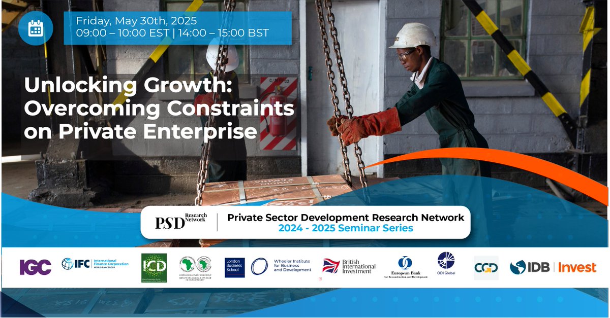 🔍 Curious about private sector growth opportunities in emerging markets? Join <a href="/IFC_org/">IFC</a> experts as they reveal how the revised CPSD methodology identifies key barriers through evidence-based analysis.   

📅 May 30 @ 9am EDT 
🔗Join:  lnkd.in/eYmrUU2j