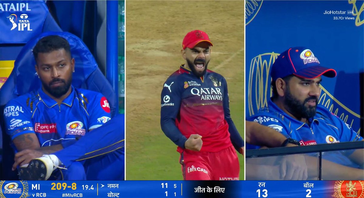 PyLogistician's tweet image. Now Mumbai Indians in playoffs. Think about this celebration of Kohli. Abhi RCB ka Kya Hal hoga batao. I think Sirf RCB ko out of the contest karne ke liye aya MI. But 🏆 is PBKS. Save my tweet it&apos;s true #MIvDC #DCvsMI #Kannada