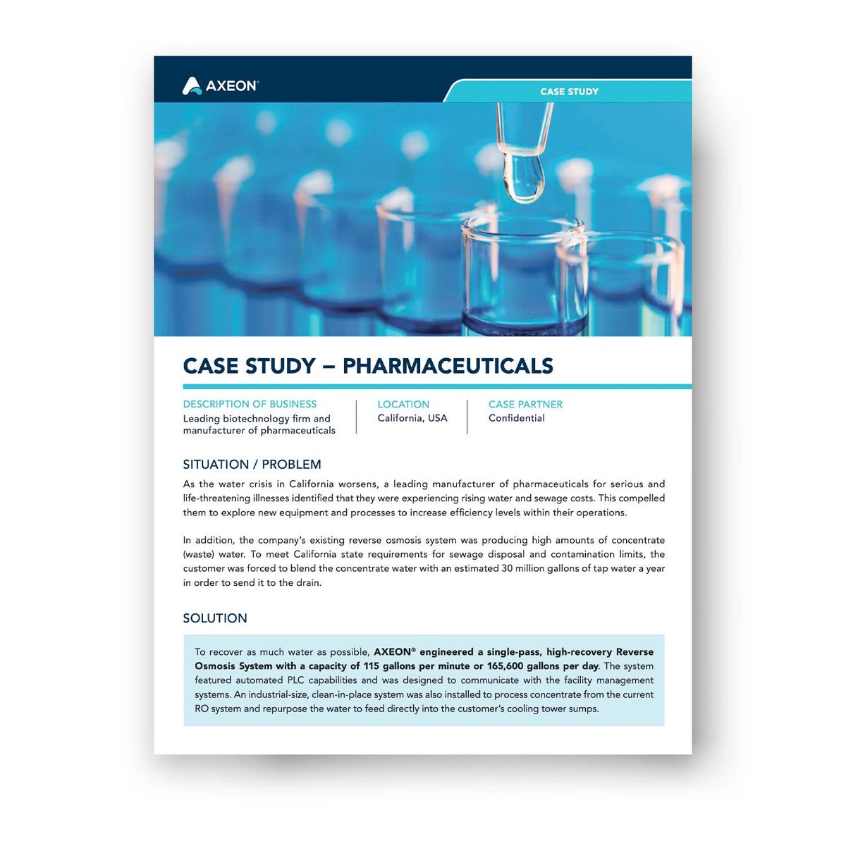 AXEONWATER's tweet image. Facing California’s water crisis, a pharmaceutical manufacturer partnered with AXEON to install a high-recovery RO system, saving 30M gallons annually and cutting costs by $132K. Explore the impact in our case study! hubs.la/Q03bc2XQ0

#WaterSolutions #Efficiency #AXEON