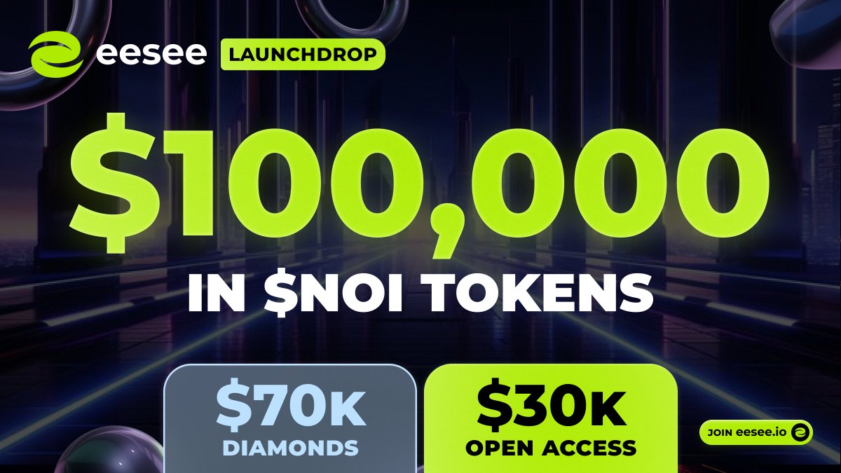 🚨 $100,000 LaunchDrop on eesee Launchpad! 🔥

We’re teaming up with NOI Exchange to reward the most active supporters on eesee to distribute $100k in $NOI tokens on Optimism:

- $70k for Diamond Tier 💎
- $30k for Everyone 👥

Join Now — app.galxe.com/quest/eesee/GC…

How to join:
1️⃣