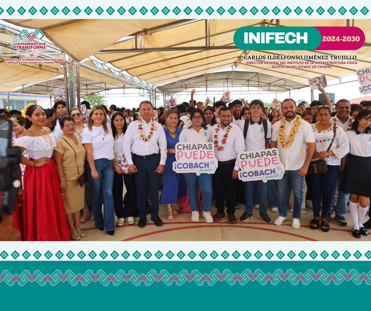 CarlosIldelfon1's tweet photo. También este mes, inauguramos 12 aulas didácticas, servicios sanitarios, una cancha de usos múltiples, así como el suministro de mobiliario escolar y obra exterior que mejora la imagen y funcionalidad del plantel 228 en Cintalapa del @cobachchiapas. #HumanismoQueTransforma. https://t.co/E6rvHtCS7q