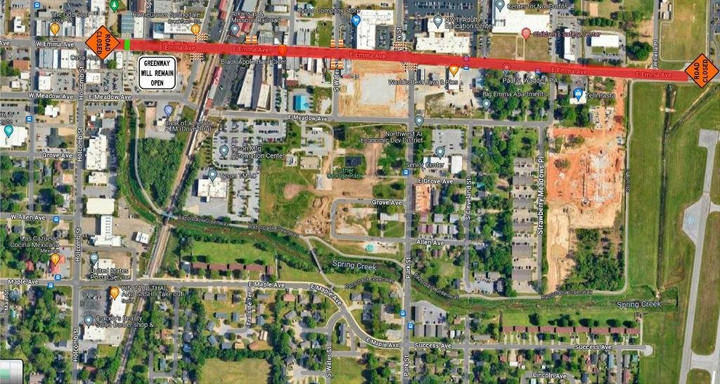 Road Closure: E. Emma Ave will be closed for the RMI parade on  Friday May 23 from 4:00pm to 6:00 pm from the parking lot of the Jones Center to Holcomb St.  Please see attached map for more information.
