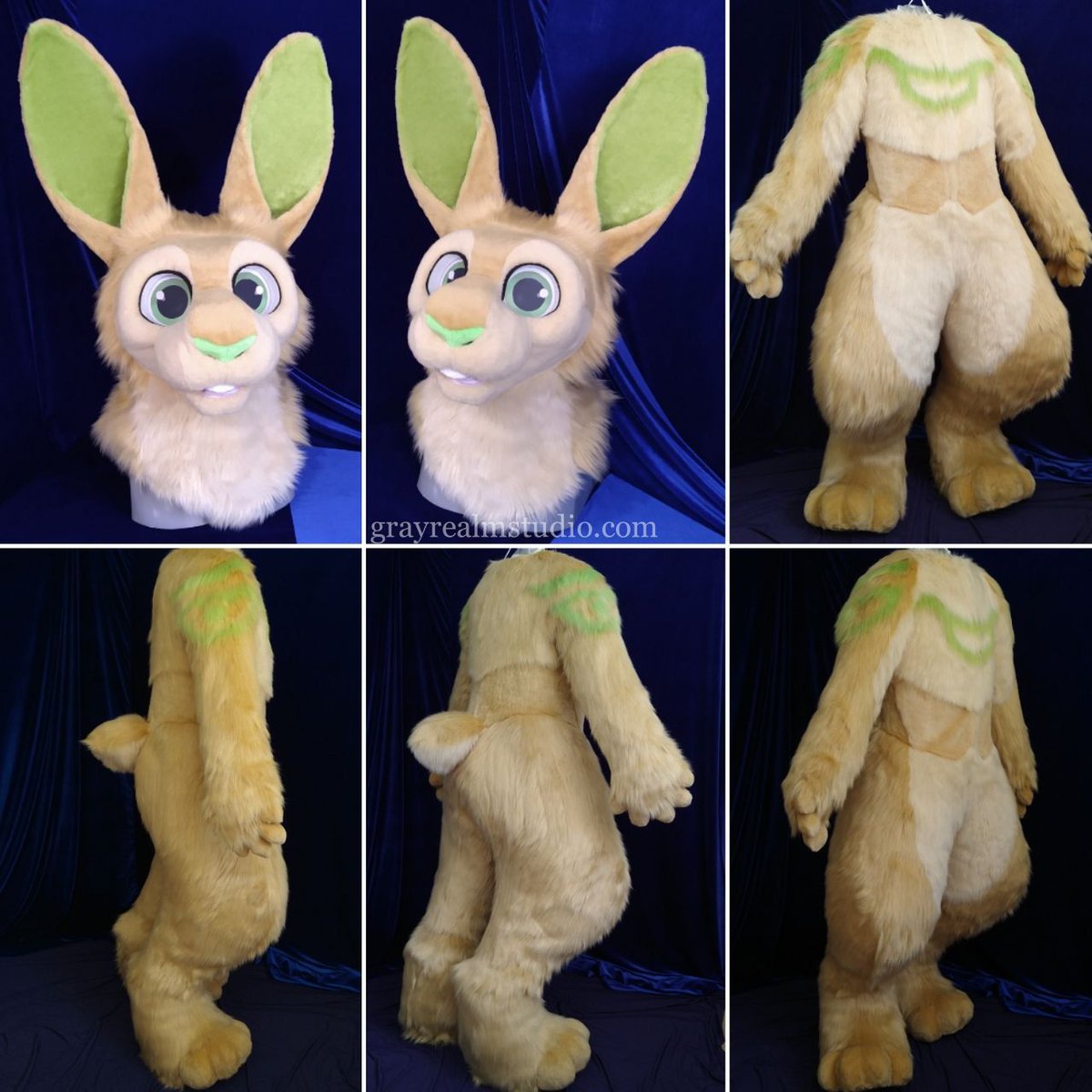 Welcome Booze the hare to the #grayFAM!  A commission completed in 2024.

#fursuit #fursuitmaker #fursuitcommission #furryart #fullsuit #rabbitfursuit