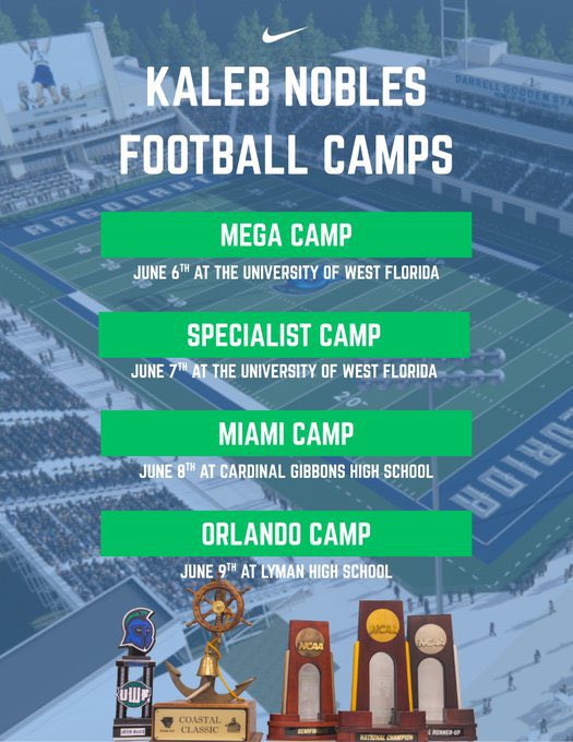 Come see us in Pensacola, Miami or Orlando! 

The Future of the UWF Argos starts at camp! 

Sign up link is below 👇🏼 
…ootballcampsandclinics.totalcamps.com/shop/EVENT