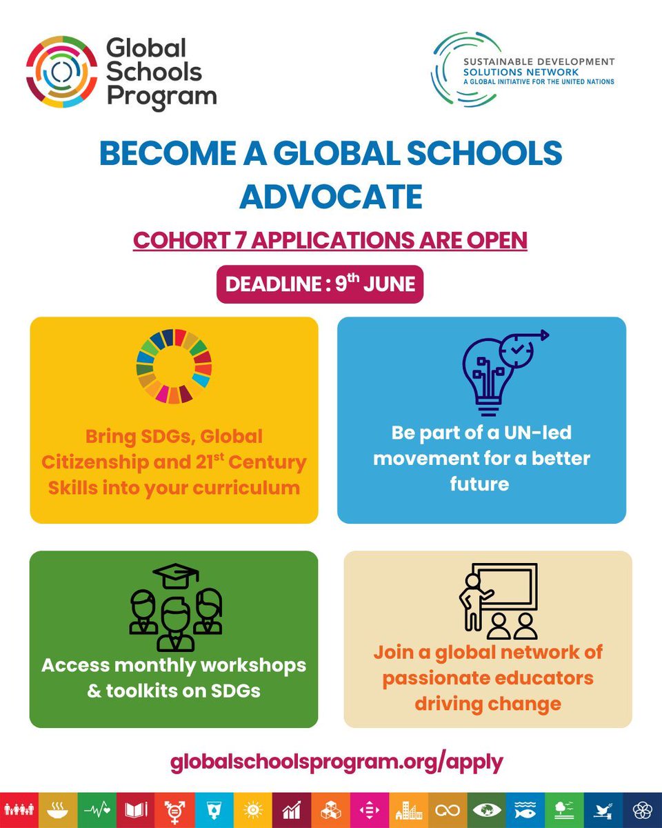 The SDG Academy (@sdg_academy) on Twitter photo 🔍 Are you an educator looking for innovative ways to teach about global issues? Sign up for the <a href="/SDGsInSchools/">Global Schools Program</a> Advocates Program to become an action planner within your school and teach students about the SDGs, Global Citizenship, and more.
👉 Apply now: buff.ly/pwr2e9y 🔍 Are you an educator looking for innovative ways to teach about global issues? Sign up for the <a href="/SDGsInSchools/">Global Schools Program</a> Advocates Program to become an action planner within your school and teach students about the SDGs, Global Citizenship, and more.
👉 Apply now: buff.ly/pwr2e9y