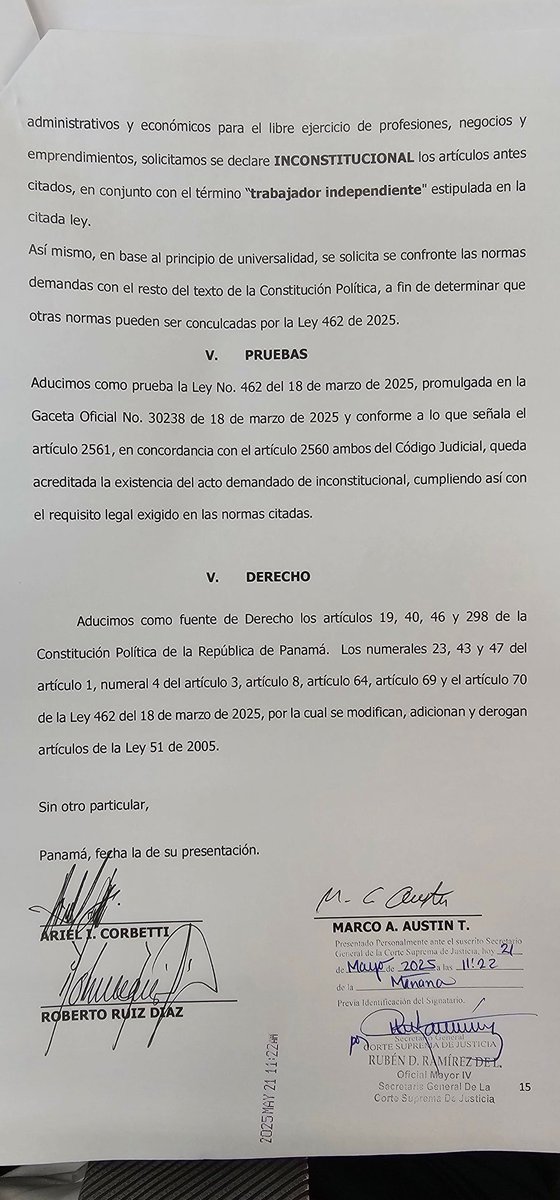Hoy se presento una nueva demanda de inconstitucionalidad en contra de algunos artículos de la Ley 462, relativos a la obligatoriedad de la afiliación de las profesiones liberales. <a href="/arielcorbetti/">PANCORPS</a> <a href="/MarcoAustin7/">Marco Austin</a> <a href="/CSSPanama/">CSSPanama</a>