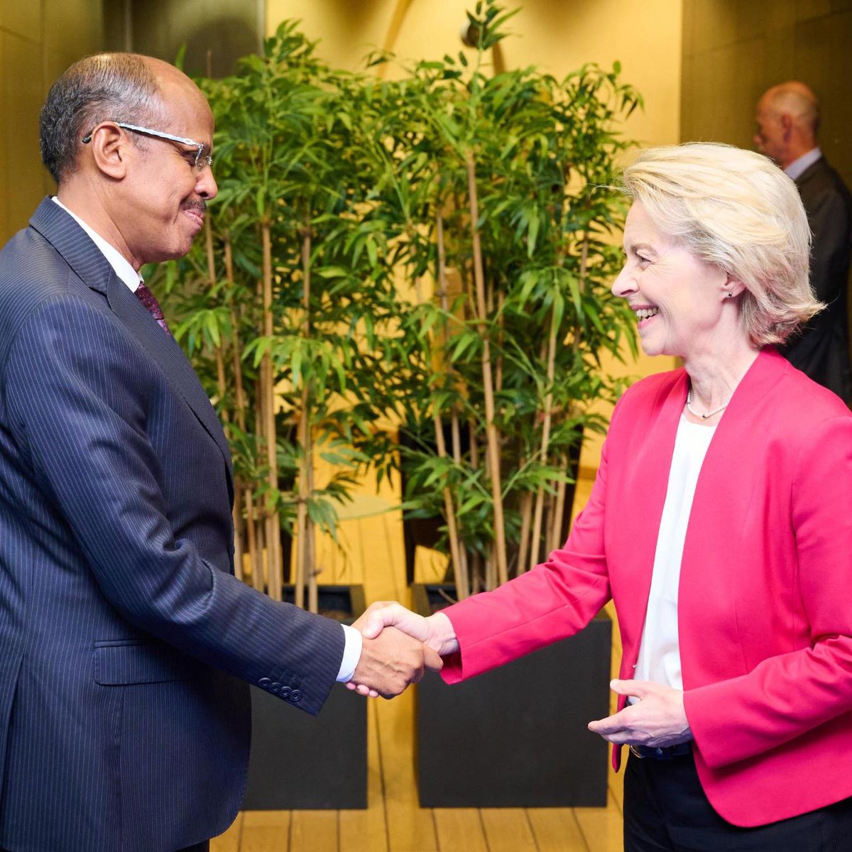 Ursula von der Leyen (@vonderleyen) on Twitter photo Welcome to Brussels, <a href="/ymahmoudali/">Mahmoud Ali youssouf</a>!
Europe and Africa arenāt just neighbours ā weāre natural partners.
Global Gateway is a reflection of that: real investments with real impact.
Looking forward to strengthening our cooperation further at the EUāAfrican Union Summit ahead! Welcome to Brussels, <a href="/ymahmoudali/">Mahmoud Ali youssouf</a>!
Europe and Africa arenāt just neighbours ā weāre natural partners.
Global Gateway is a reflection of that: real investments with real impact.
Looking forward to strengthening our cooperation further at the EUāAfrican Union Summit ahead!