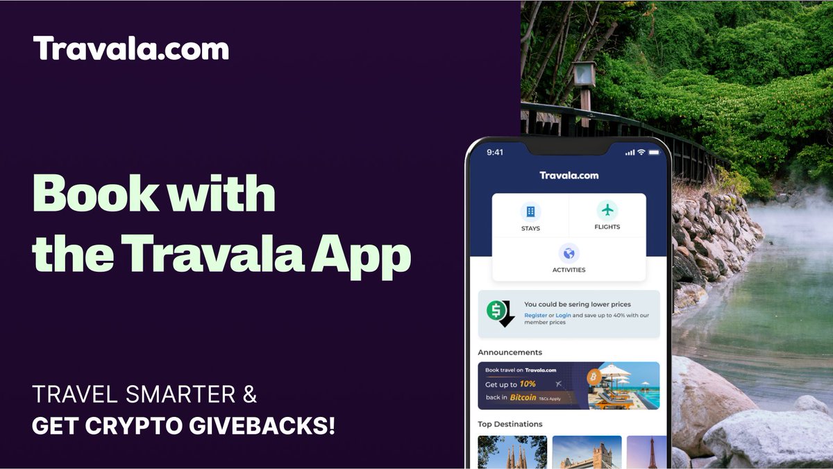 Why book with the Travala App?📲👇 🔹 3M+ hotels, flights & activities 🔹  Pay with 100+ cryptos 🔹 0 fees when using the built-in wallet 🔹 Crypto  givebacks after every trip Smart