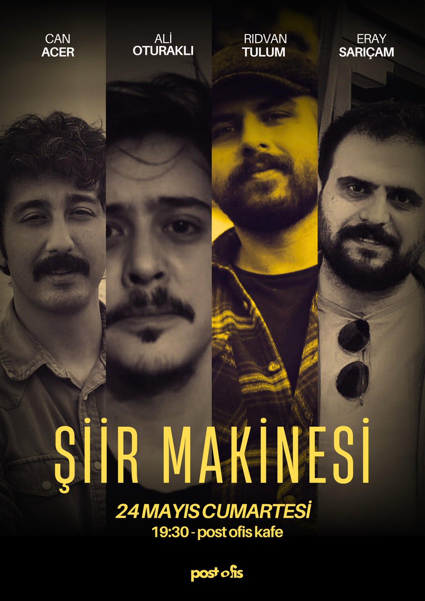 Cumartesi Post Kafe'de Ali Oturaklı Aydın mutfağından, Eray Sarıçam 80 kuşağından, Can Acer Yozgat'ın şiire etkisinden ben ise Kastamonu'nun neden başkent olması gerektiğinden bahsedeceğim.